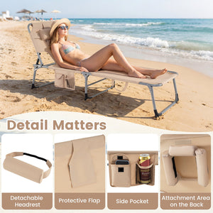 Tanning Chair with Face Arm Holes Folding Chair-Beige view 9