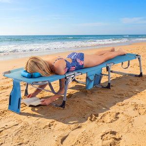 Tanning Chair with Face Arm Holes Folding Chair-Navy view 2