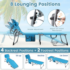 Tanning Chair with Face Arm Holes Folding Chair-Navy view 5