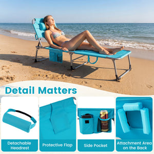 Tanning Chair with Face Arm Holes Folding Chair-Turquoise view 9