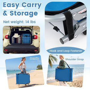 Tanning Chair with Face Arm Holes Portable Sunbathing Chair-Blue view 7