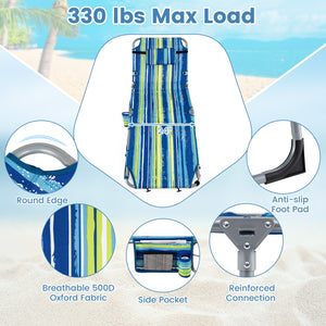 Tanning Chair with Face Arm Holes Portable Sunbathing Chair-Blue & Green view 9