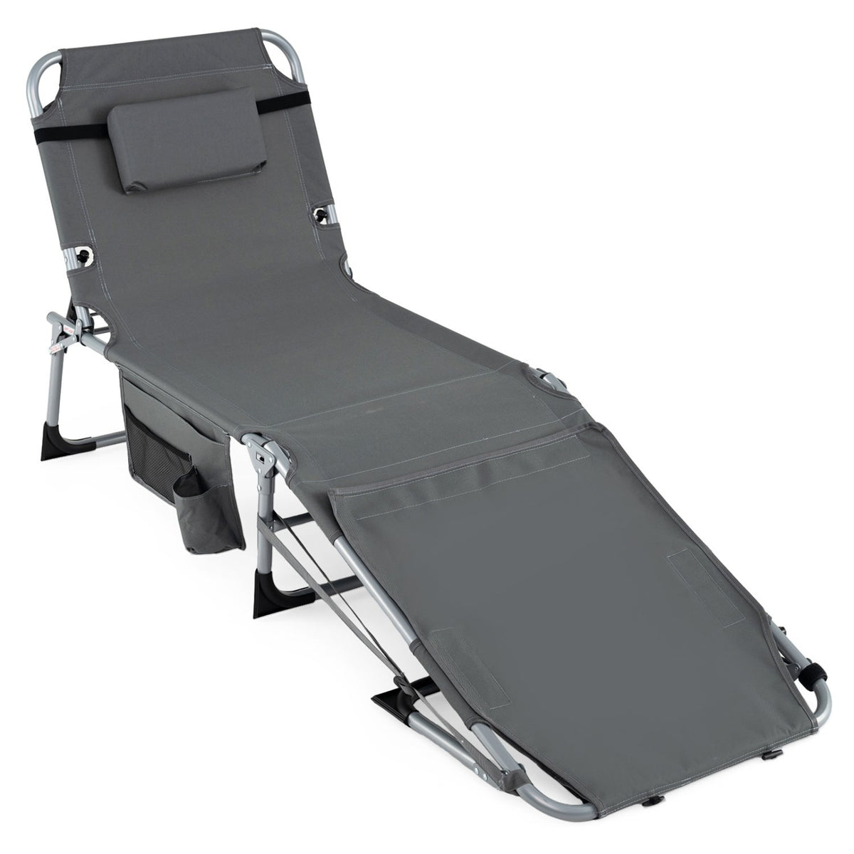 Tanning Chair with Face Arm Holes Portable Sunbathing Chair-Gray