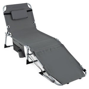 Tanning Chair with Face Arm Holes Portable Sunbathing Chair-Gray
