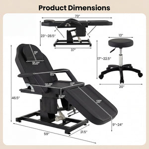 Tattoo Chair for Client Esthetician with Hydraulic Stool-Black view 4
