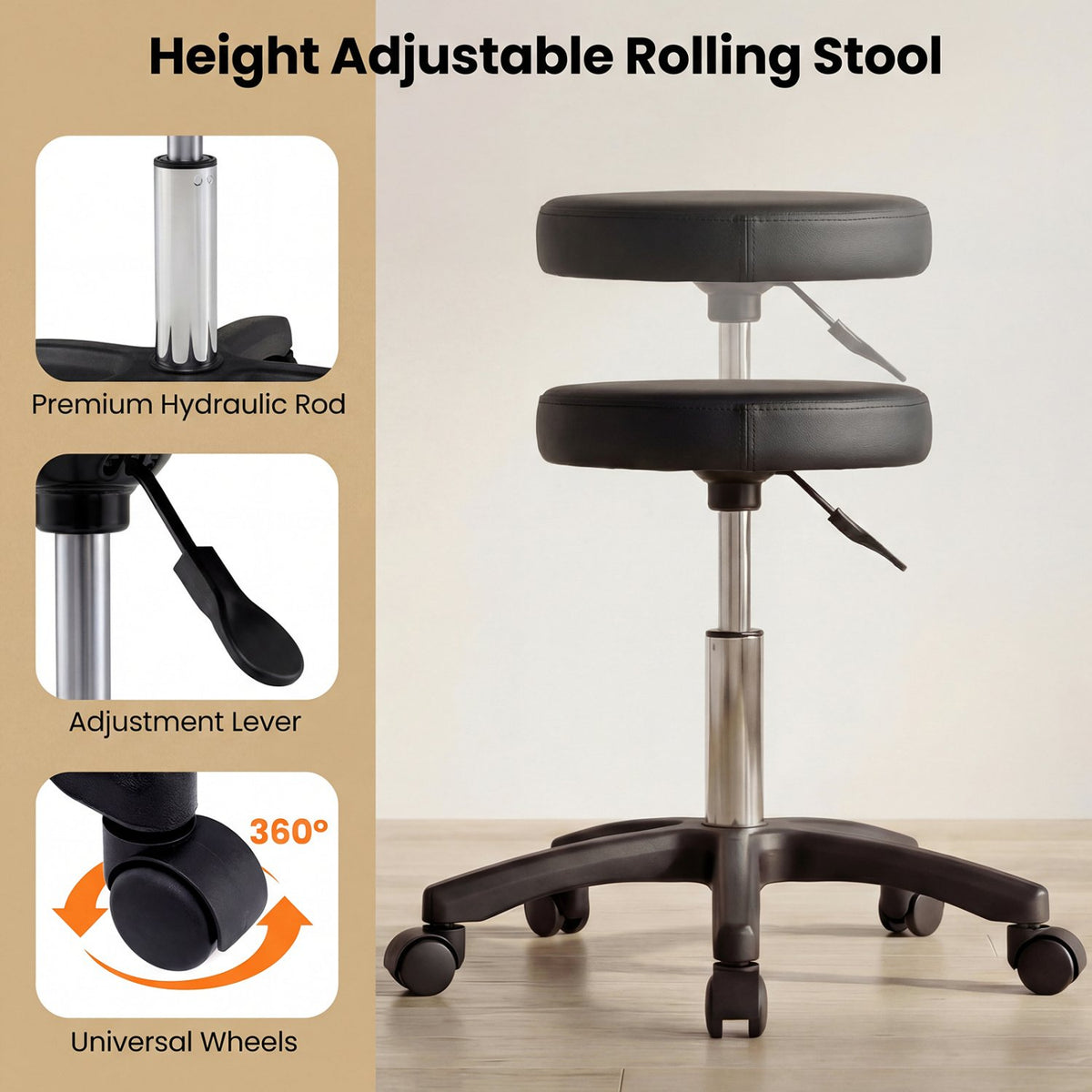 Tattoo Chair for Client Esthetician with Hydraulic Stool-Black view 6