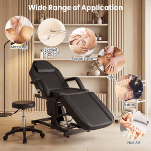 Tattoo Chair for Client Esthetician with Hydraulic Stool-Black view 8