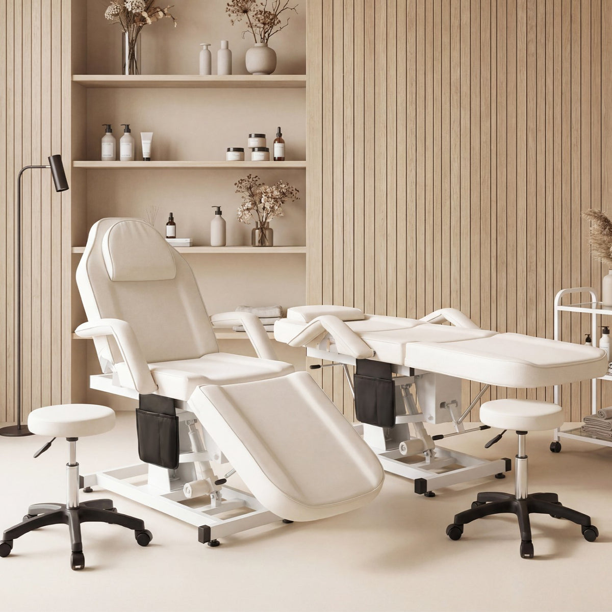 Tattoo Chair for Client Esthetician with Hydraulic Stool-White view 2