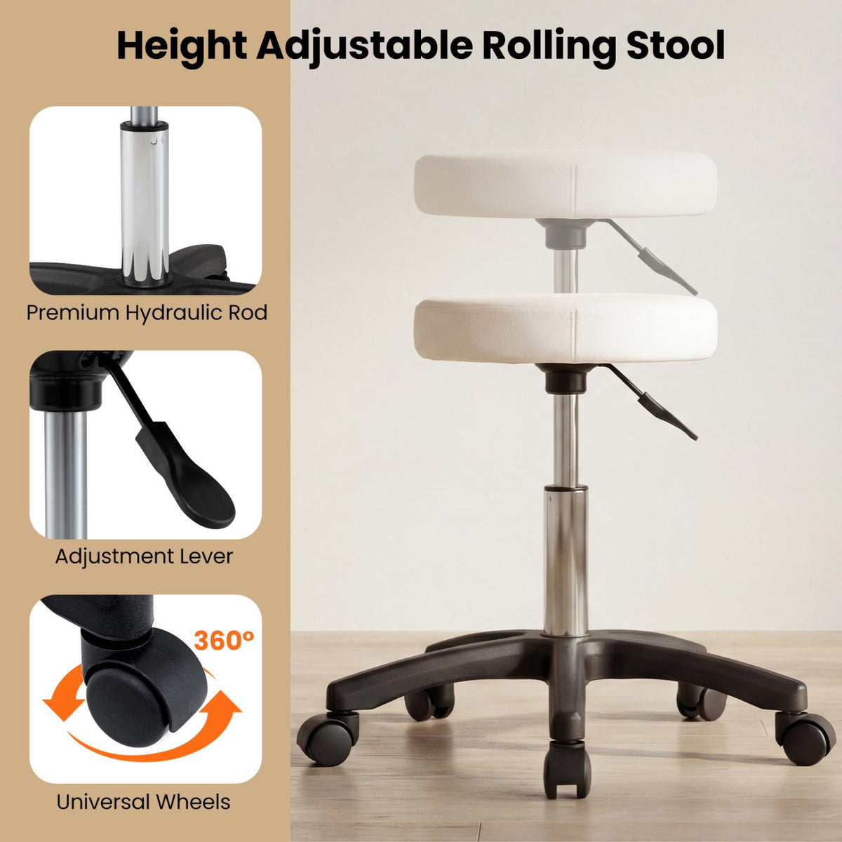 Tattoo Chair for Client Esthetician with Hydraulic Stool-White view 6
