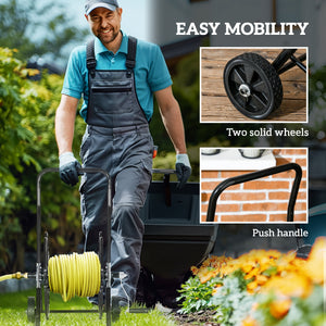 98 ft of 5/8" Hose Reel Cart (Hose Not Included), Garden Water Hose Carts with Wheels for Yard, Lawn, Black – view 5