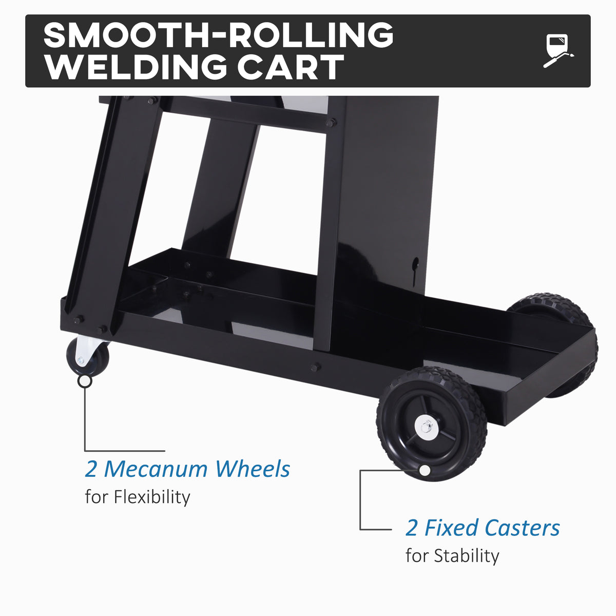 3 Tier Welding Cart Welder Trolley Garage Welding/Plasma Cutter Cart for Tanks Gas Bottles w/ Safety Chain Black