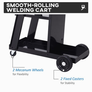 3 Tier Welding Cart Welder Trolley Garage Welding/Plasma Cutter Cart for Tanks Gas Bottles w/ Safety Chain Black
