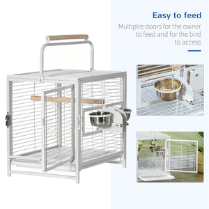 Bird Travel Carrier Cage, Portable Metal Bird Cage for Parrots Conures Cockatiel Parakeets with Stand – view 4