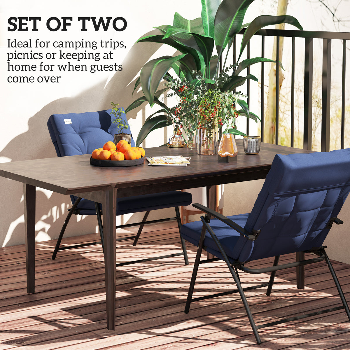 Set of 2 Outdoor Folding Chairs with Adjustable Backrest, Padded Camping Chairs for Outdoor Events, Grey – view 24