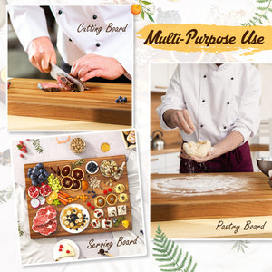 Teak Wood Cutting Board Extra Large 24 Inch Reversible Cutting Board with Handle view 9