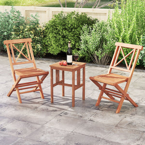 Teak Wood Folding Patio Chairs Set of 2 with Sturdy Frame & Comfort Back for Garden view 3