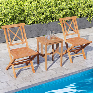 Teak Wood Folding Patio Chairs Set of 2 with Sturdy Frame & Comfort Back for Garden view 6