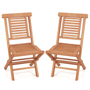 Teak Wood Folding Patio Chairs Set of 2 with X-Support & High Backrest for Backyard view 4