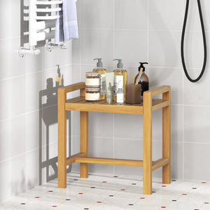 Teak Wood Shower Bench for Inside Shower Shaving Legs view 3