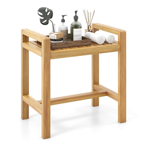 Teak Wood Shower Bench for Inside Shower Shaving Legs view 4