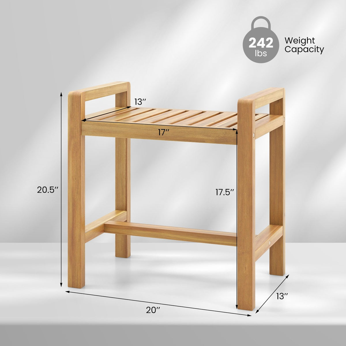 Teak Wood Shower Bench for Inside Shower Shaving Legs view 5
