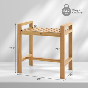 Teak Wood Shower Bench for Inside Shower Shaving Legs view 5