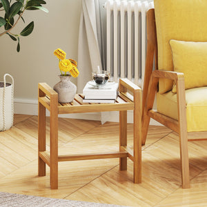 Teak Wood Shower Bench for Inside Shower Shaving Legs view 6