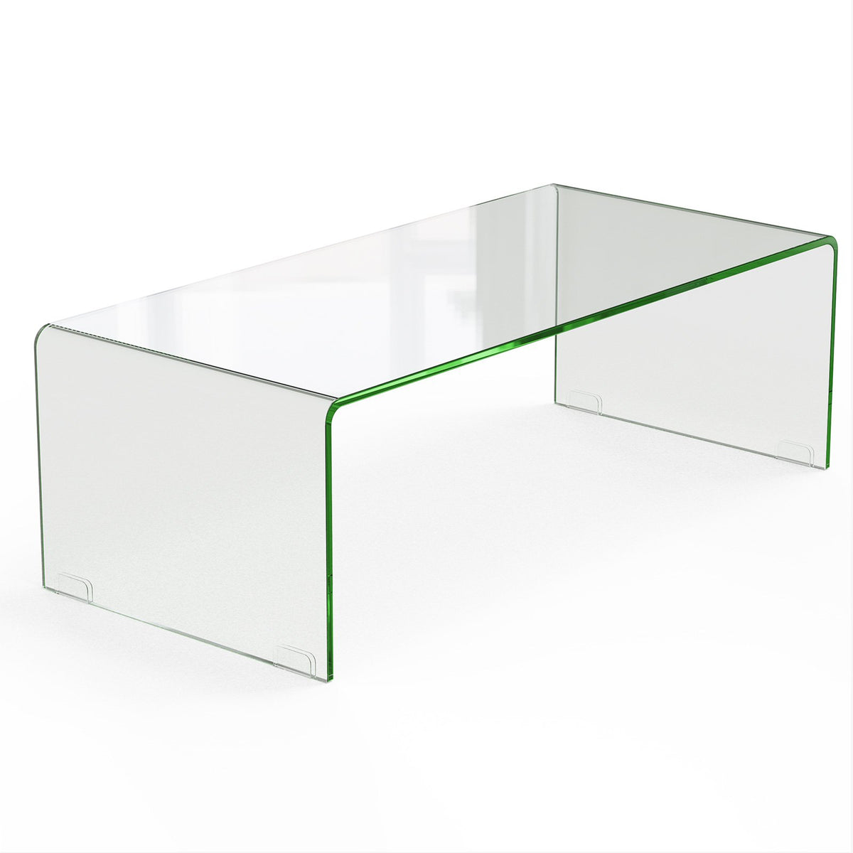 40 x 19.5 x 13.5 Inch Glass Coffee Table with Rounded Edges for Living Room