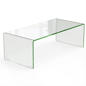 40 x 19.5 x 13.5 Inch Glass Coffee Table with Rounded Edges for Living Room