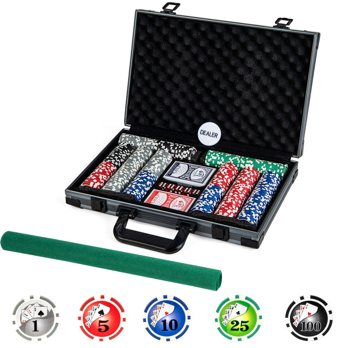 Texas Holdem Poker Chip Set Casino Poker Chips with 400 Pieces Chips-Black