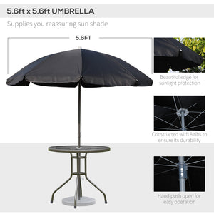 6 Pieces Outdoor Dining Set for 4 with Umbrella Patio Outdoor Furniture Set with Round Table 4 Folding Chairs Cream