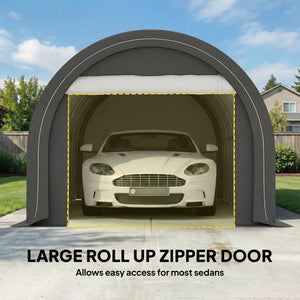10' x 16' Heavy Duty Portable Carport Tent with Zippered Door, PE Cover for Car, Boat, Motorcycle, Bike – view 11