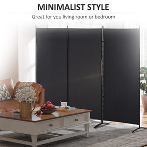 6' 3 Panel Room Divider, Double Hinged Folding Wall Divider, Indoor Privacy Screen for Home Office, Black – view 11