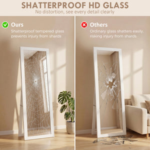 15" x 62" Full Length Mirror for Bedroom, Free Standing Dressing Mirror, Wall Mirror for Living Room, White