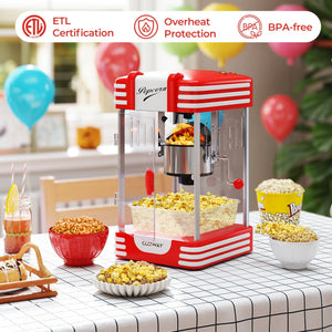 Theater Style Countertop Popcorn Maker with Stainless Steel Kettle-Red view 3