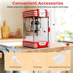 Theater Style Countertop Popcorn Maker with Stainless Steel Kettle-Red view 4