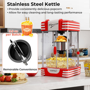 Theater Style Countertop Popcorn Maker with Stainless Steel Kettle-Red view 5