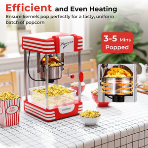 Theater Style Countertop Popcorn Maker with Stainless Steel Kettle-Red view 6