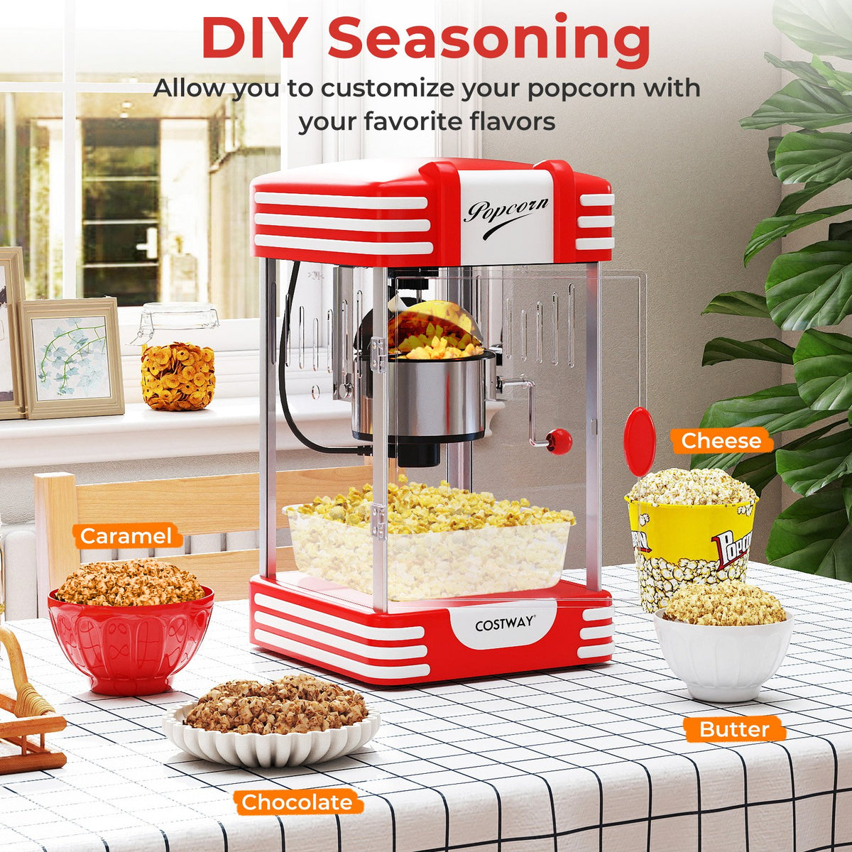 Theater Style Countertop Popcorn Maker with Stainless Steel Kettle-Red view 9