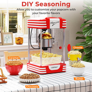 Theater Style Countertop Popcorn Maker with Stainless Steel Kettle-Red view 9