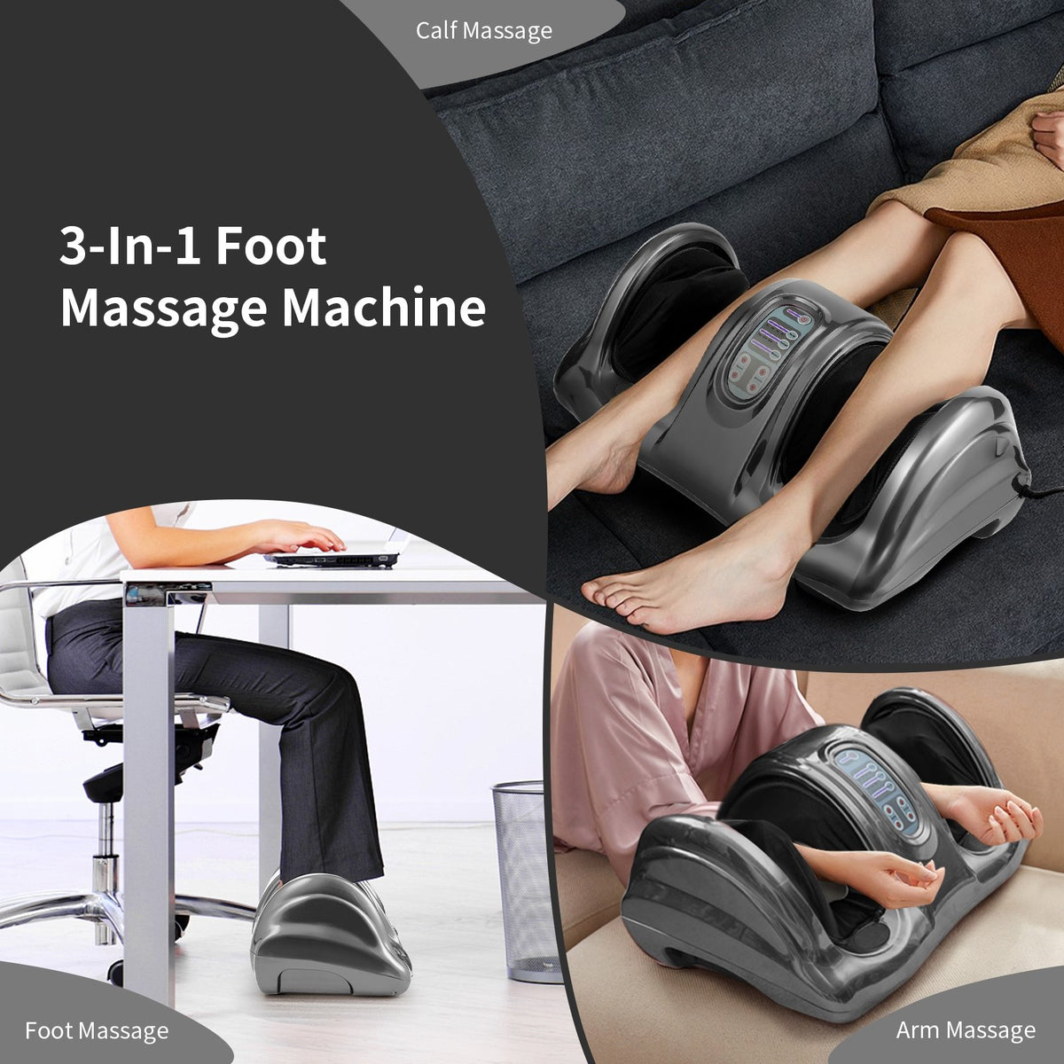 Therapeutic Shiatsu Foot Massager with High Intensity Rollers-Gray view 8