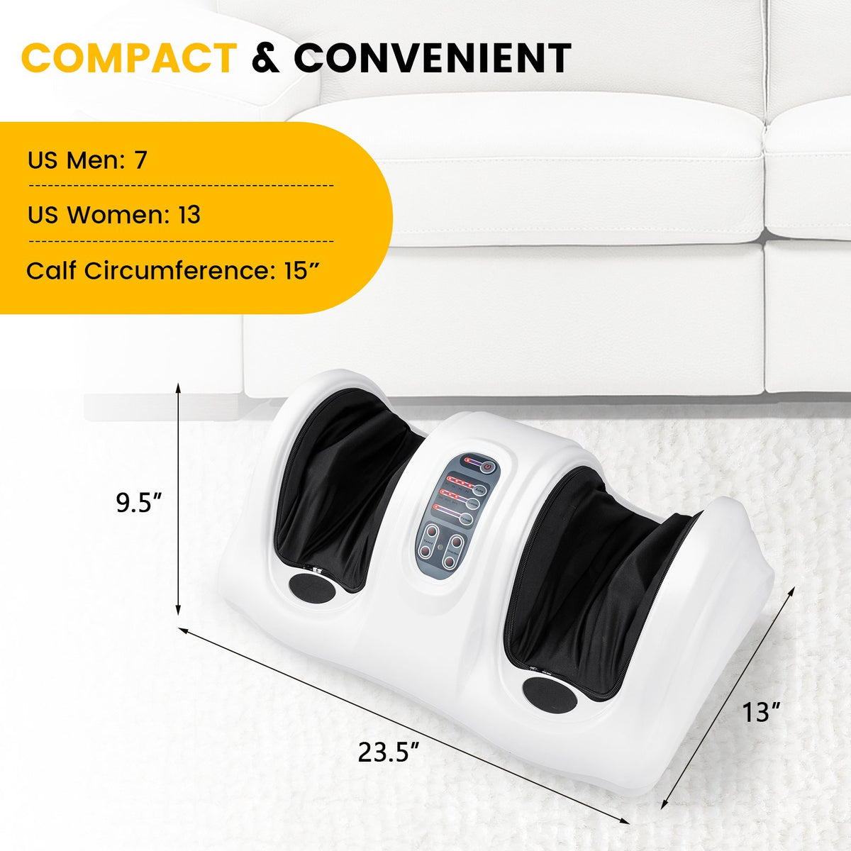 Therapeutic Shiatsu Foot Massager with High Intensity Rollers-White view 5