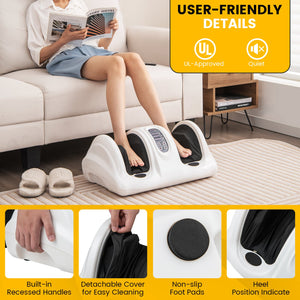 Therapeutic Shiatsu Foot Massager with High Intensity Rollers-White view 9