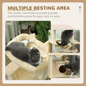 39.25'' Cat Tree Tower Multi-Level Kitten House with Scratching Post Condo Hammock Bed Ball Toy - Grey