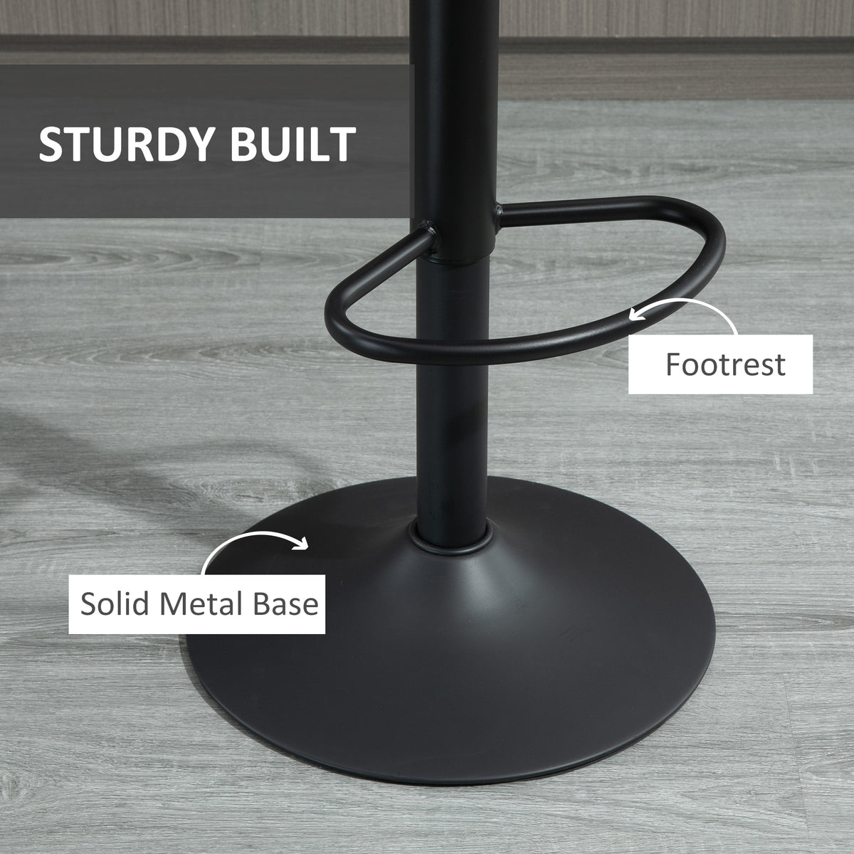 Adjustable Bar Stools Set of 2, Leathaire Swivel Barstools with Back and Footrest – view 13