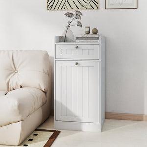 Tilt-Out Laundry Hamper Cabinet with Drawer and Removable Laundry Bag-White view 6