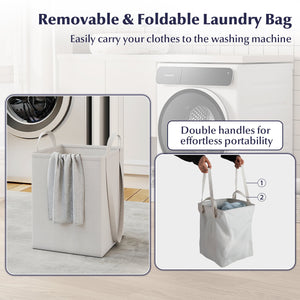 Tilt-Out Laundry Hamper Cabinet with Drawer and Removable Laundry Bag-White view 8