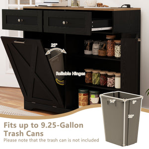 Tilt Out Trash Can Cabinet with Outlets and Adjustable Shelf-Black view 6
