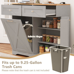 Tilt Out Trash Can Cabinet with Outlets and Adjustable Shelf-Gray view 6