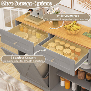 Tilt Out Trash Can Cabinet with Outlets and Adjustable Shelf-Gray view 8